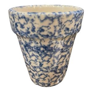Gerald E Henn Workshops Roseville BLUE Spongeware Flower Pot / Herb Planter